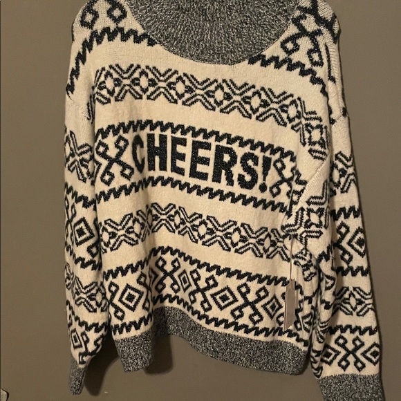 a new day Sweaters - a new day Black and White Cowl Neck Sweater